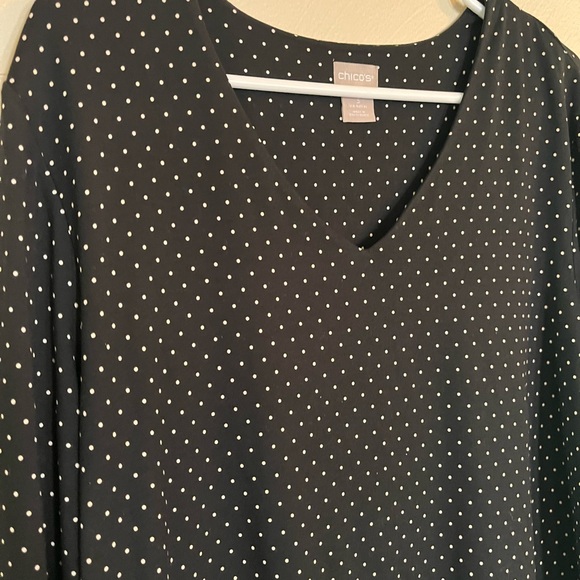 Chico’s women’s black with polka dots XL long sleeve lined shirt top blouse - Picture 4 of 11